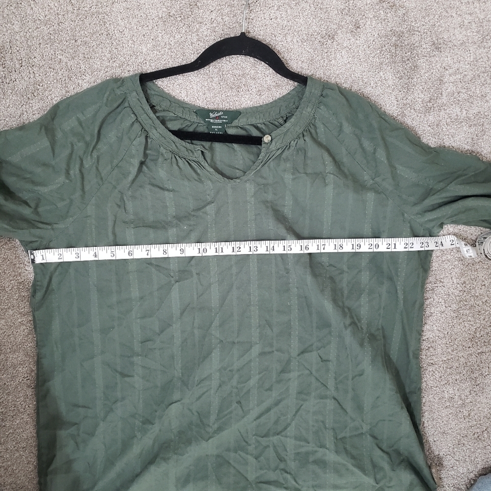 Woolrich Womens XL Olive Green Long Sleeve Buttoned V Neck Blouse XL‎ - Picture 10 of 11